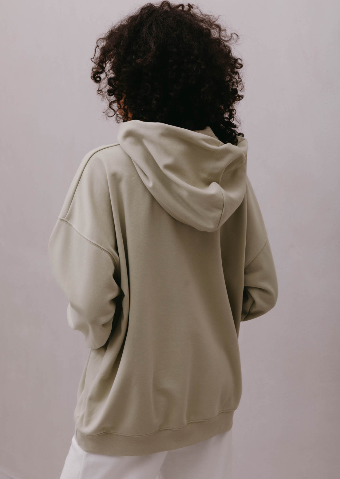 Latte color three-thread hoodie